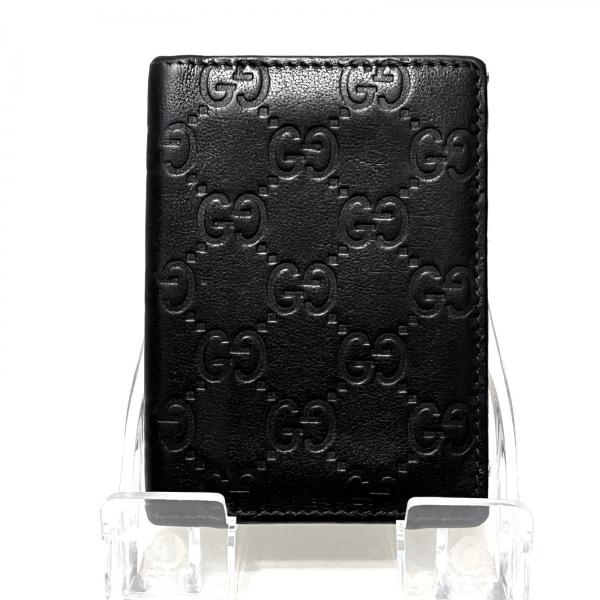 グッチ GUCCI カードケース シマライン 146230 黒 レザー 新着 20240525