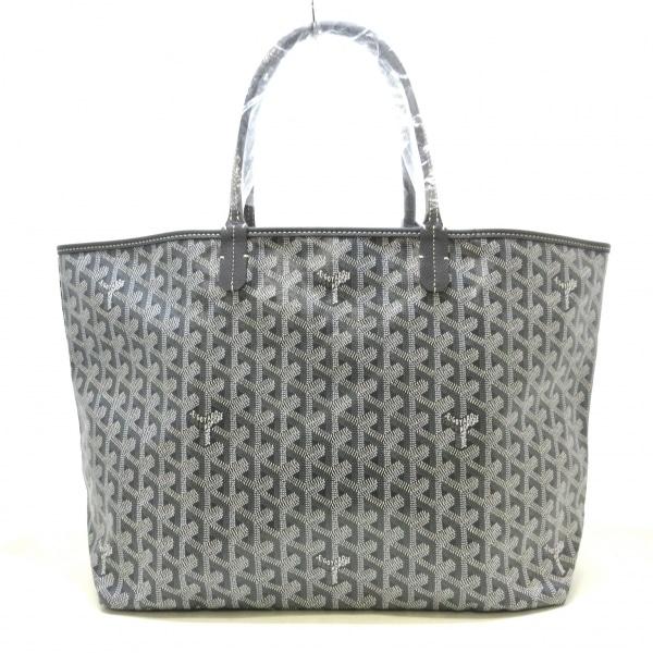 ゴヤール GOYARD トートバッグ 新品同様 サンルイPM グレー コーティングキャンバス×レザー...