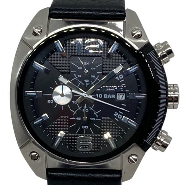 ディーゼル DIESEL 腕時計 美品 DZ-4341 メンズ 革ベルト/クロノグラフ 黒 新着 2...