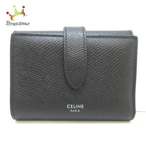 セリーヌ CELINE 3つ折り財布 美品 ファインストラップウォレット 10H483BEL.38SI 黒  値下げ 20231028｜brandear