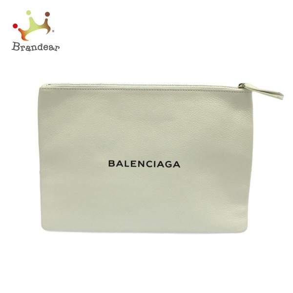 バレンシアガ BALENCIAGA クラッチバッグ エブリデイロゴクリップM 485110 白 レザ...