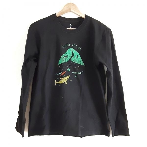 モンベル mont-bell 長袖Tシャツ サイズS メンズ - 黒×グリーン×マルチ クルーネック...