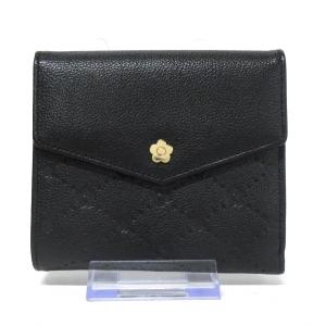 マリークワント MARY QUANT Wホック財布 美品 - 黒 型押し加工 レザー 新着 20240330｜brandear