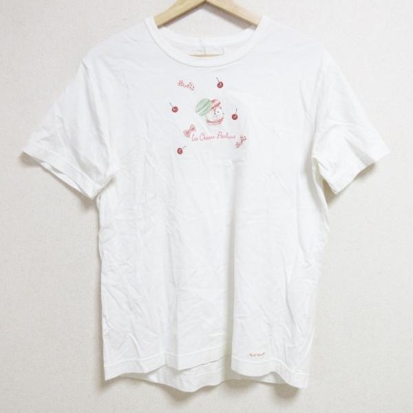 カールヘルム 半袖Tシャツ サイズM レディース - 白×ピンク×マルチ クルーネック/ネコ柄   ...