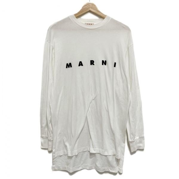 マルニ MARNI 長袖Tシャツ サイズ36 S レディース 訳あり 白 スリット/ブランドロゴ/ロ...