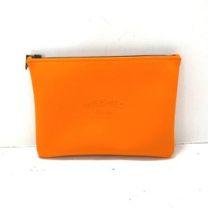 エルメス HERMES ポーチ 美品 ネオバンMM オレンジ エンボス/撥水加工 ポリアミド×エラスタン  値下げ 20240430｜brandear