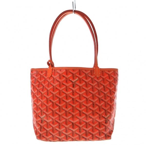 ゴヤール GOYARD トートバッグ サンルイジュニア オレンジ コーティングキャンバス×レザー  ...