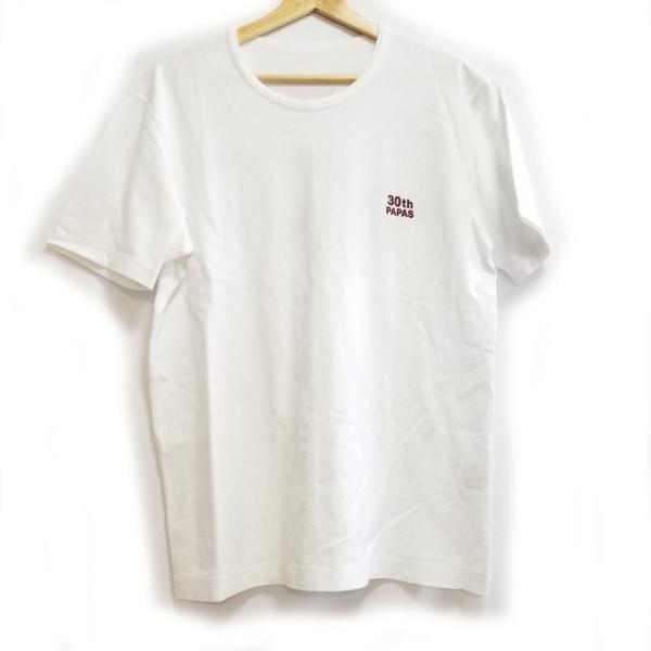 パパス Papas 半袖Tシャツ サイズ48M メンズ - 白×ボルドー クルーネック 新着 202...