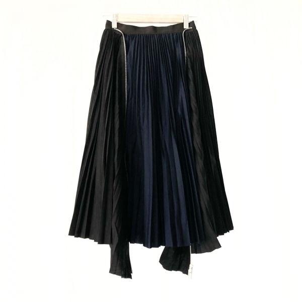 サカイ Sacai ロングスカート サイズ0 XS レディース - SCW-057 黒×ネイビー  ...