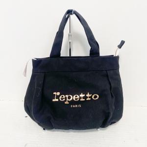 レペット repetto ハンドバッグ - 黒×ピンクゴールド キャンバス 新着 20240323