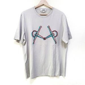 エルメス HERMES 半袖Tシャツ サイズL メンズ 美品 - グレーベージュ×ボルドー×ライトブ...