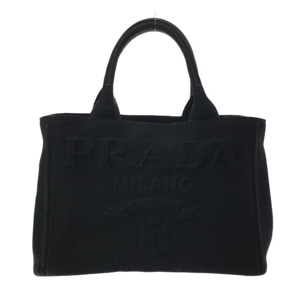 プラダ PRADA トートバッグ CANAPA 1BG439 黒 エンボスロゴ キャンバス 新着 2...