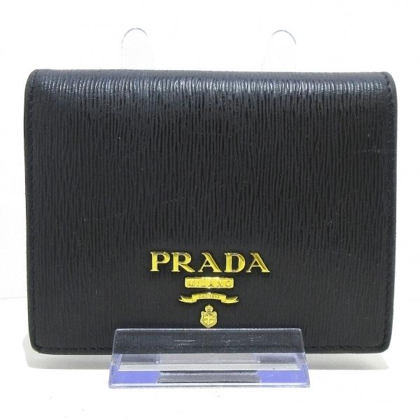 プラダ PRADA 2つ折り財布 - 1MV204 訳あり 黒 レザー 新着 20240425