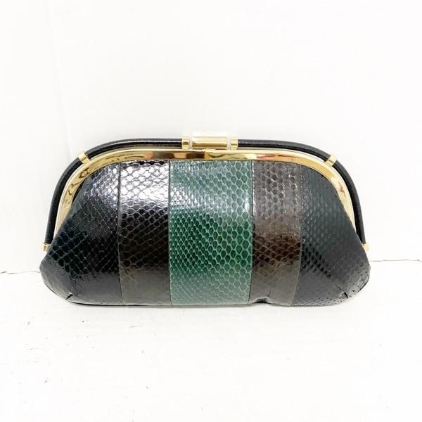 アニヤハインドマーチ Anya Hindmarch クラッチバッグ 美品 - 黒×ゴールド がま口 ...