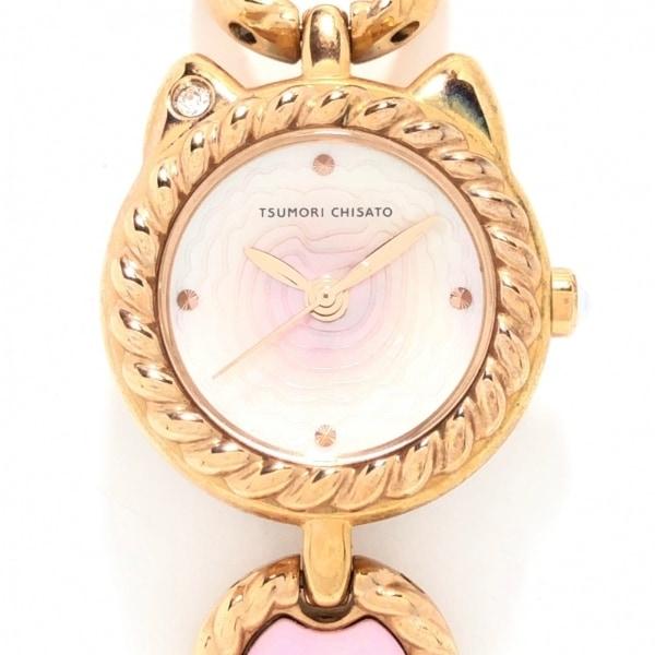 ツモリチサト 腕時計 - VC01-0120 レディース ラインストーン/ネコ ホワイトシェル 新着...