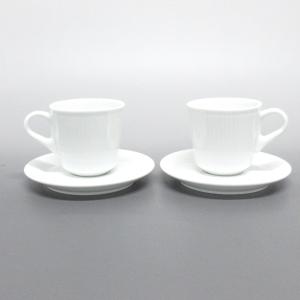 ロイヤルコペンハーゲン ROYAL COPENHAGEN 食器 新品同様 - 白 カップ&ソーサー×2点 陶器 新着 20240328｜brandear