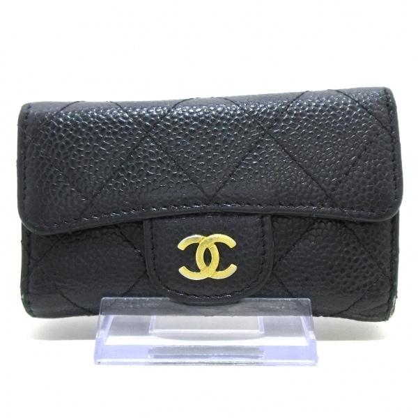 シャネル CHANEL キーケース マトラッセ 黒 6連フック/ゴールド金具 キャビアスキン 新着 ...