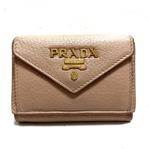 プラダ PRADA 3つ折り財布 - 1MH021 ベージュ レザー 新着 20240424