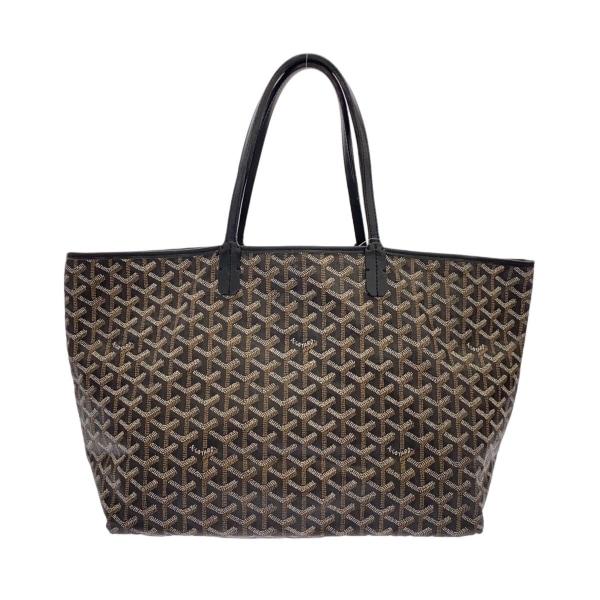 ゴヤール GOYARD トートバッグ サンルイPM 黒×白×ブラウン コーティングキャンバス×レザー...