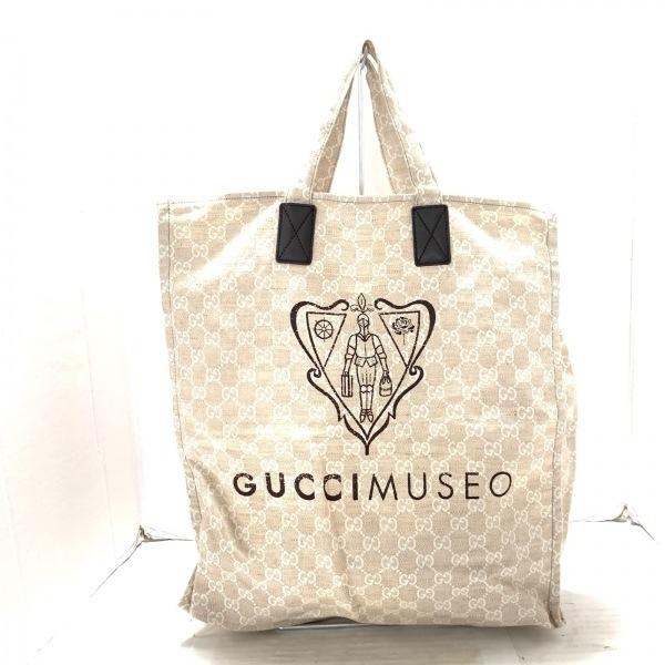 グッチ GUCCI トートバッグ 美品 ミュゼオ 283411 ベージュ×白×ダークブラウン キャン...