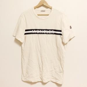 モンクレール MONCLER 半袖Tシャツ サイズM メンズ MAGLIA アイボリー×ダークネイビー×白 新着 20240509