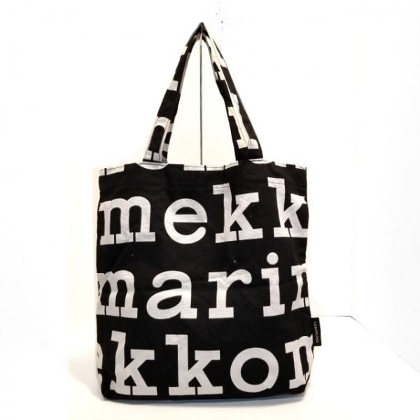 マリメッコ marimekko トートバッグ - 黒×白 キャンバス 新着 20240529
