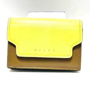 マルニ MARNI 3つ折り財布 - イエロー×ダークブラウン×ライトブルー レザー 新着 20240514｜brandear