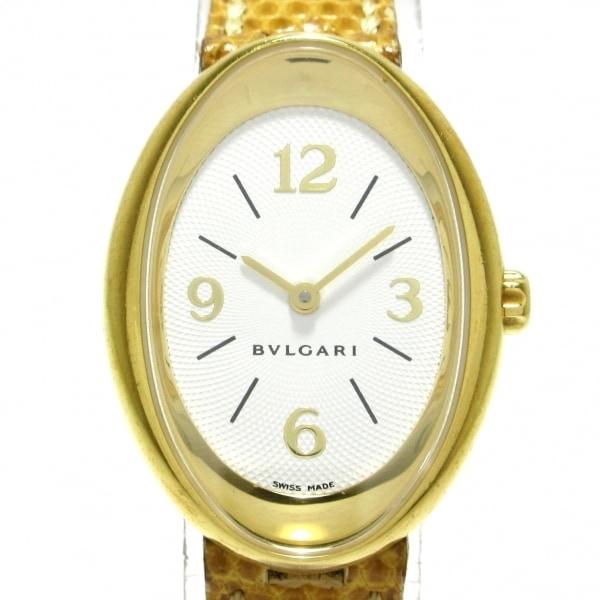 ブルガリ BVLGARI 腕時計 オーバル OV32G レディース K18YG/リザードベルト 白 ...