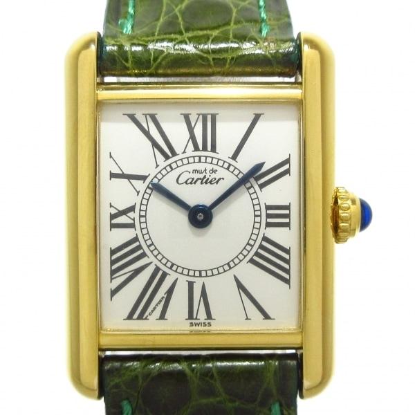 カルティエ 腕時計 マストタンクヴェルメイユ W1005554 レディース 925/クロコベルト シ...