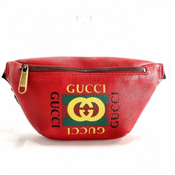 グッチ GUCCI ウエストポーチ プリント スモール ベルトバッグ 527792 レッド×マルチ ...