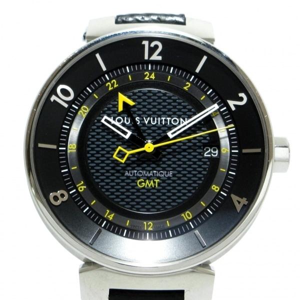 ヴィトン LOUIS VUITTON 腕時計 美品 タンブール ムーン オートマティック GMT Q...