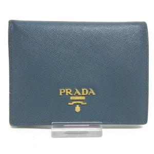 プラダ PRADA 2つ折り財布 - ブルーグレー サフィアーノレザー 新着 20240511