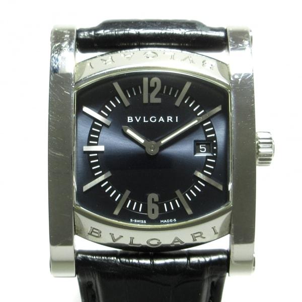 ブルガリ BVLGARI 腕時計 アショーマ AA39S メンズ SS/革ベルト ダークグレー 新着...