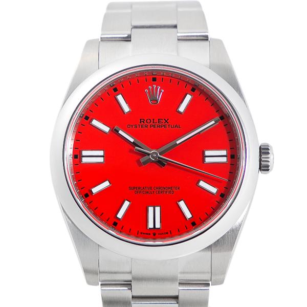 未使用 ロレックス オイスター パーペチュアル 41 124300 コーラルレッド 腕時計 自動巻き...
