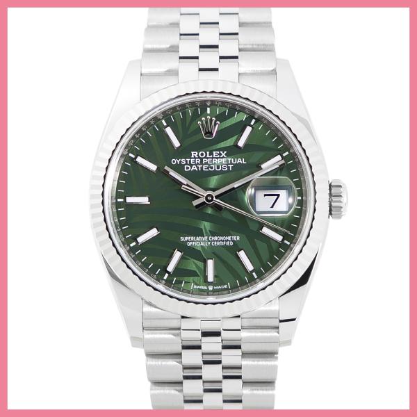 未使用 ロレックス デイトジャスト 36 126234 オリーブグリーン パームモチーフ 腕時計 自...