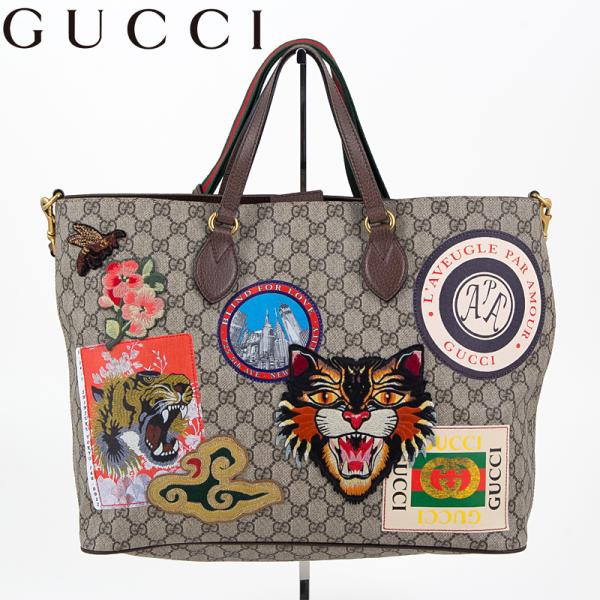 グッチ GUCCI GGスプリーム クーリエ トートバッグ ソフト 2way ショルダー アニマル ...