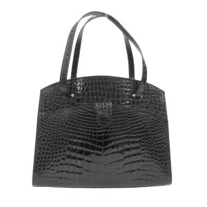 JRA公認 シャイニングクロコ ハンドバッグ センター取り クロコダイル