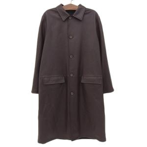 超美品 エルメネジルドゼニア Ermenegildo Zegna 現行タグ ラムレザー×ナイロン リバーシブル オーバー コート 52｜brandgoen