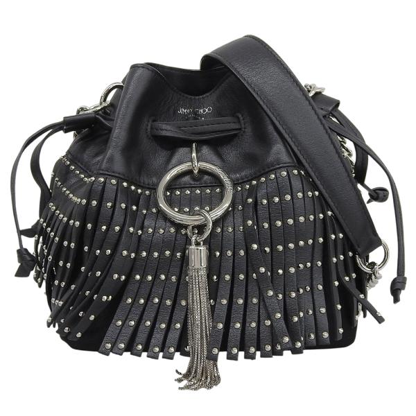 超美品 ジミーチュウ JIMMY CHOO Js62679 キャリードローストリング スタッズ バッ...