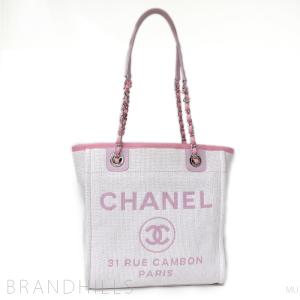 シャネル トートバッグ レディース ドーヴィルPM キャンバス レザー ローズクレール チェーンショルダー A66939 CHANEL 美品｜brandhills