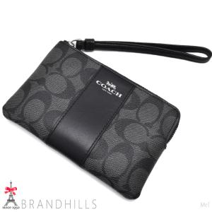 コーチ ポーチ レディース シグネチャー PVC レザー グレー/ブラック リストレット 58035 COACH 未使用品｜brandhills