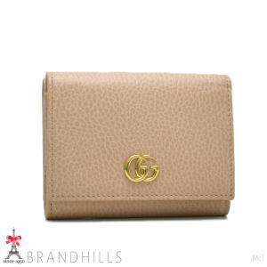 グッチ 財布 三つ折り レディース プチマーモント ピンク レザー コンパクトウォレット 474746 GUCCI 美品｜brandhills