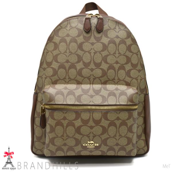 コーチ バックパック レディース シグネチャー PVC レザー カーキ サドル リュック F5831...
