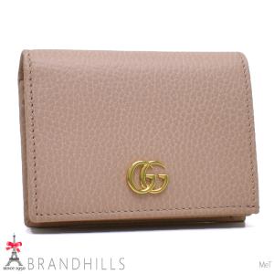 グッチ 財布 二つ折り レディース GGマーモント レザー ピンク コンパクト 456126 GUCCI ほぼ未使用