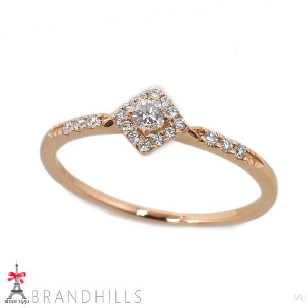 スタージュエリー ダイヤモンド 0.10ct リング SQUARE HALO K18金 750PG ...