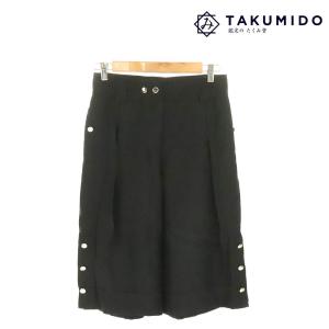 GUCCI（グッチ） ウール シルク パールボタン ミニ スカート ブラック  