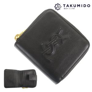 YVES SAINT LAURENT◇2つ折り財布/レザー/BLK/メンズ// : セカンド