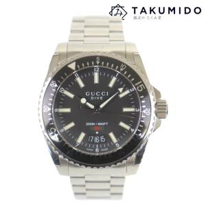 グッチ GUCCI メンズ腕時計 ダイブ 136.3 クオーツ ブラック文字盤 ステンレススチール 中古A 284672