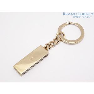 美品 グッチ シェリーライン プレート キーリング キーホルダー チャーム ゴールド メタル｜brandliberty