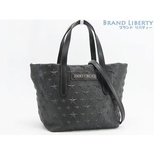 ほぼ新品 ジミーチュウ JIMMY CHOO MINISARA ミニサラ スターエンボス 2WAY ミニトートバッグ ハンドバッグ ショルダーバッグ ブラック